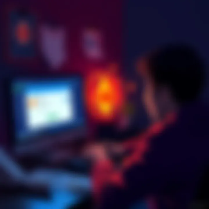 A person looking at a computer screen with Monero wallet open, frustrated by stuck funds, surrounded by troubleshooting notes and tools.
