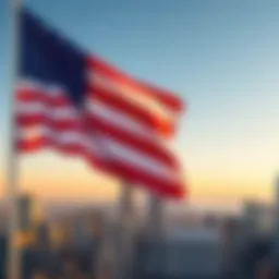 American flag waving in front of a city skyline representing 2026 developments