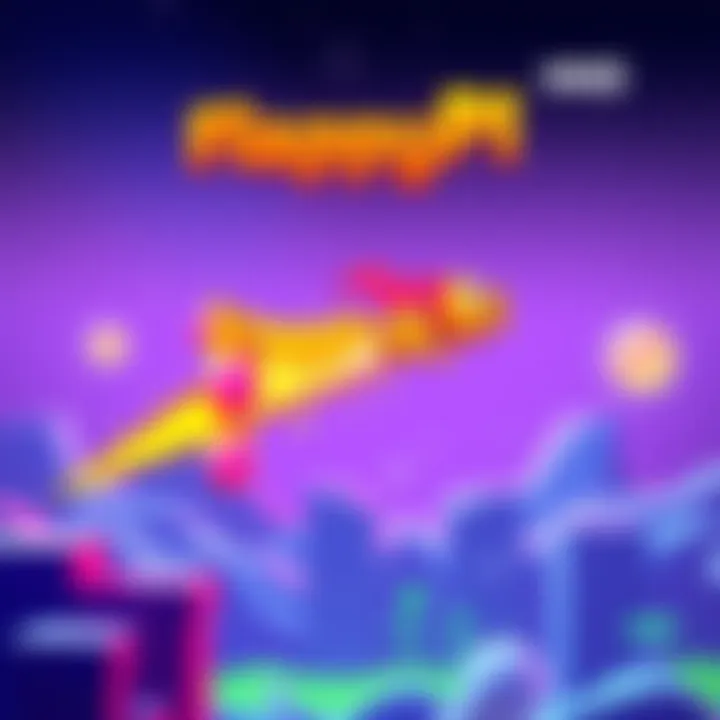 Graphic showing FlappyPI game in action on Pi Network Testnet, with colorful graphics and game character flying through obstacles