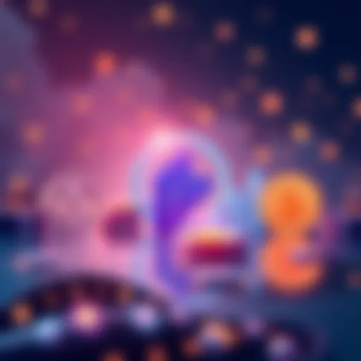 Illustration showing Flexa logo alongside symbols of meta stablecoins, representing financial technology integration.