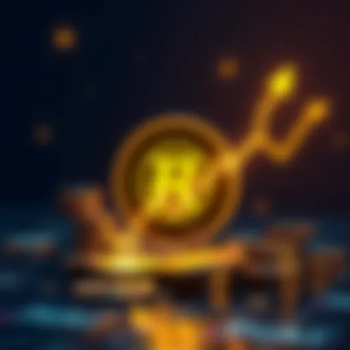 A graphic showing the Floki logo surrounded by coins and a rising graph, symbolizing potential growth in trading.