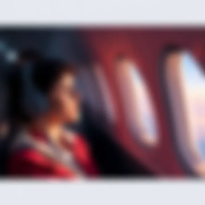 A passenger enjoying a flight while looking out the window, contemplating state badges they can earn during the journey.
