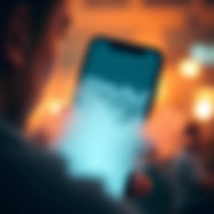 Foggy Screen on a Smartphone A close-up of a smartphone screen showing fogging while running an app, with a frustrated user in the background