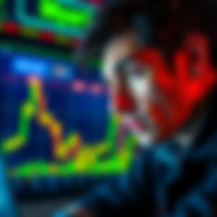 A worried investor looks at a fluctuating stock chart, symbolizing concern over Fold's credit card launch.