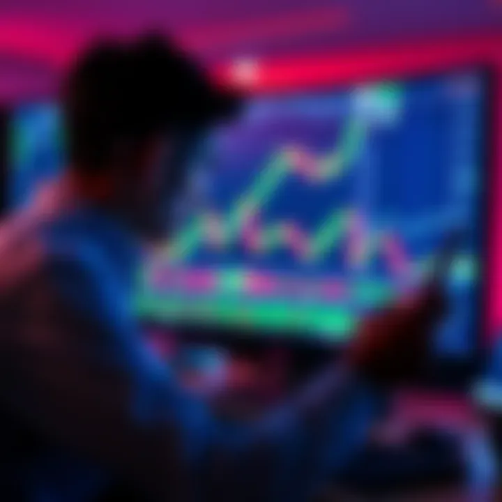 Forex trading for rebates concept A person analyzing forex trading charts on a computer screen with a focus on rebate strategies