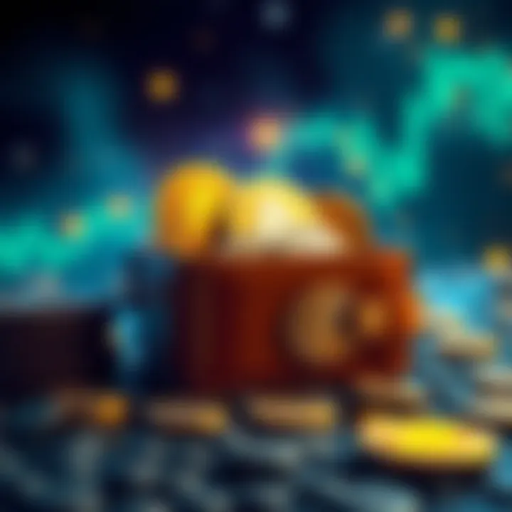 An illustration of a digital wallet with Bitcoin symbols, symbolizing lost wealth from deceased individuals.