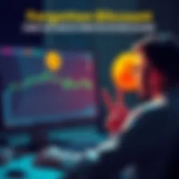 Forgotten Bitcoin Account Discovery A person excitedly checking their old Bitcoin account on a computer screen while looking surprised at the balance, representing unexpected financial growth.