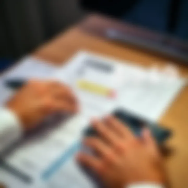 Form 8949 with Adjustment Code B A person filling out Form 8949, highlighting adjustment code B for crypto transactions, with tax documents and a calculator on a desk.