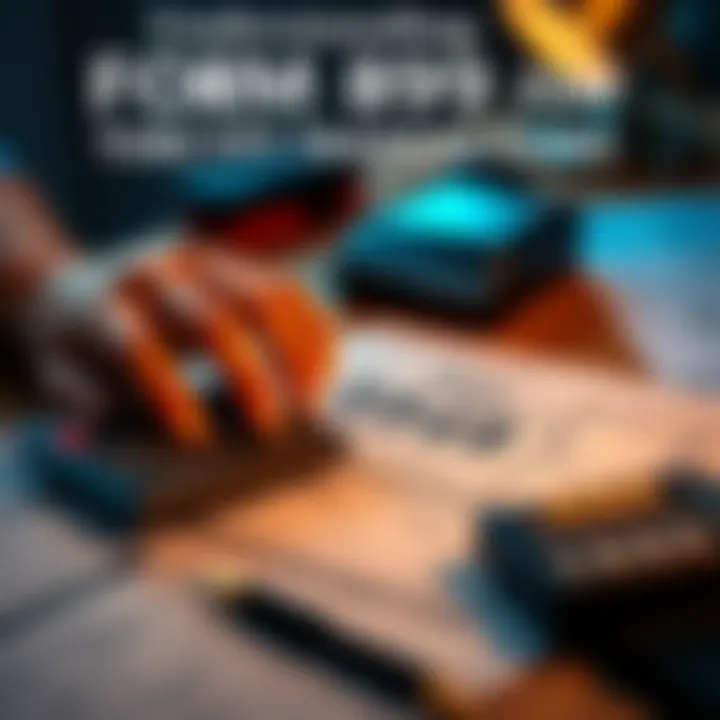 Form 8949 for Crypto Transactions A person filling out Form 8949, highlighting cryptocurrency transactions, with a calculator and tax documents on a desk
