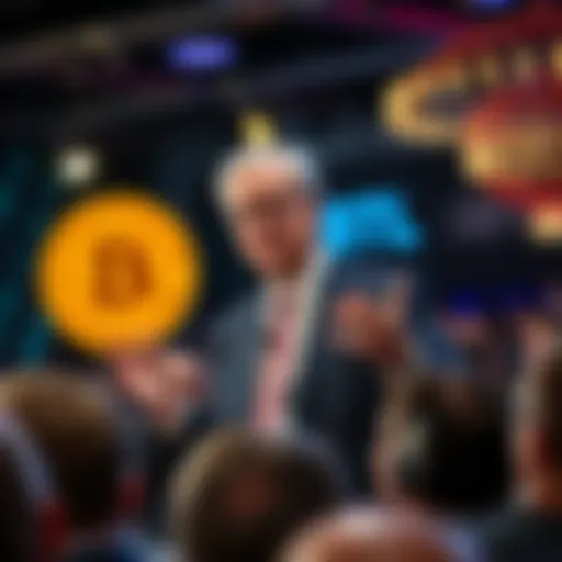 A former UK Prime Minister addresses an audience at a Bitcoin conference, discussing cryptocurrency and its economic impact.