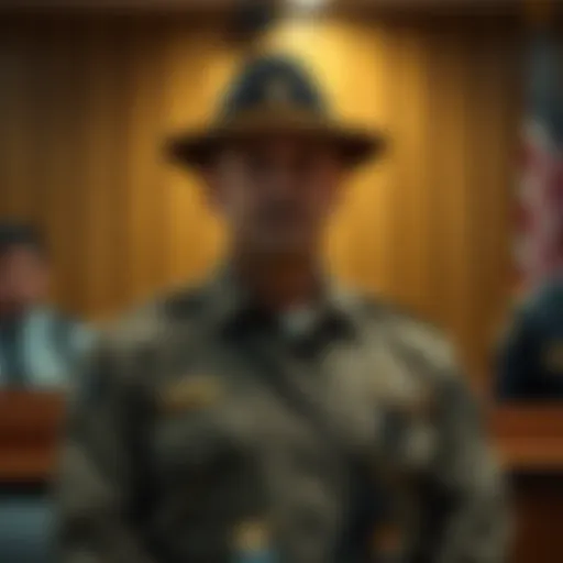 Former LA Sheriff’s Deputy in Court A former Los Angeles sheriff's deputy stands in court during sentencing for ties to a cryptocurrency gang, highlighting corruption in law enforcement.