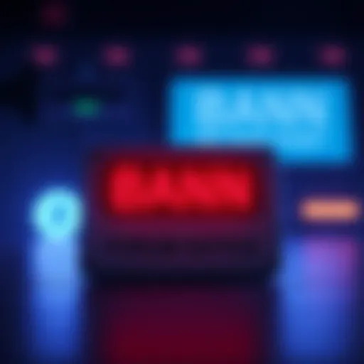 A digital representation of a ban notice on a user board, illustrating the concept of online censorship in digital communities.