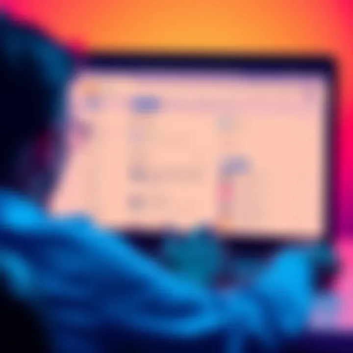 A user asking about promoting their decentralized application on a community forum, with a laptop and forum interface on screen.