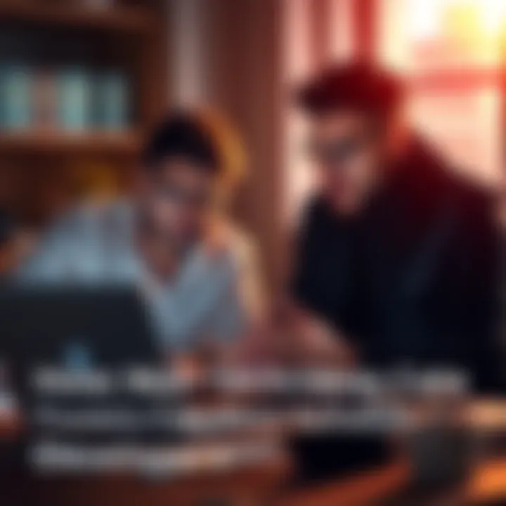 A non-technical founder and a developer brainstorming over a laptop regarding NFT projects