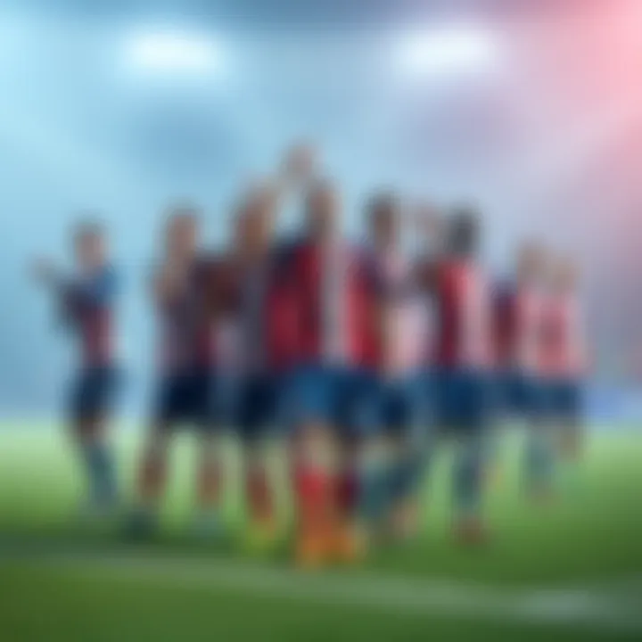 A lineup of French soccer players celebrating on the field, representing a strategy to win 100€