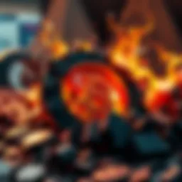 A graphic depicting a company logo crumbling under the weight of exaggerated asset figures, symbolizing financial collapse and investor concern.
