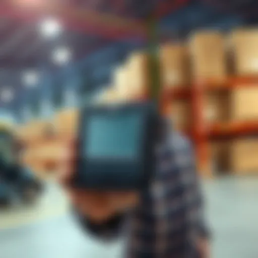 A person holding an S9 13th miner device in front of a local warehouse offering free donations.