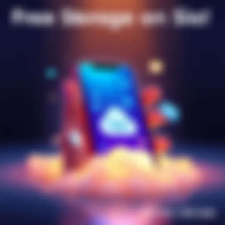 Illustration of a smartphone displaying Sia app with a cloud and storage icons