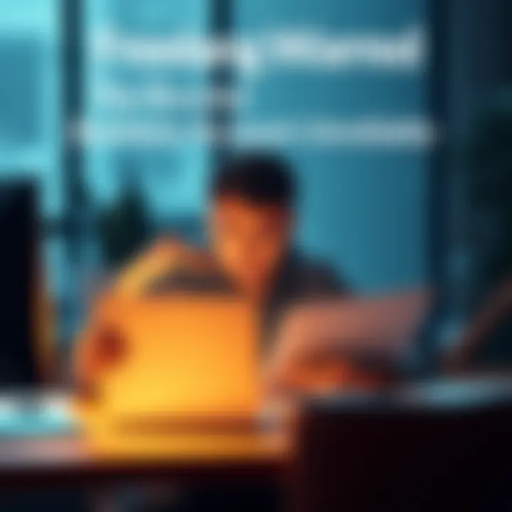 Freelancer looking stressed over bank issues A freelancer sitting at a desk, looking worried as they read a message about their business account being closed unexpectedly.