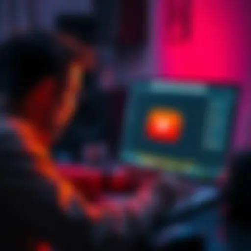 A freelancer designing a YouTube thumbnail on a laptop with Monero logo on the screen