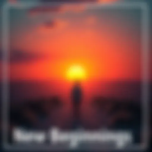 Fresh Start Concept A sunrise symbolizing new beginnings with a person looking forward on a path ahead.