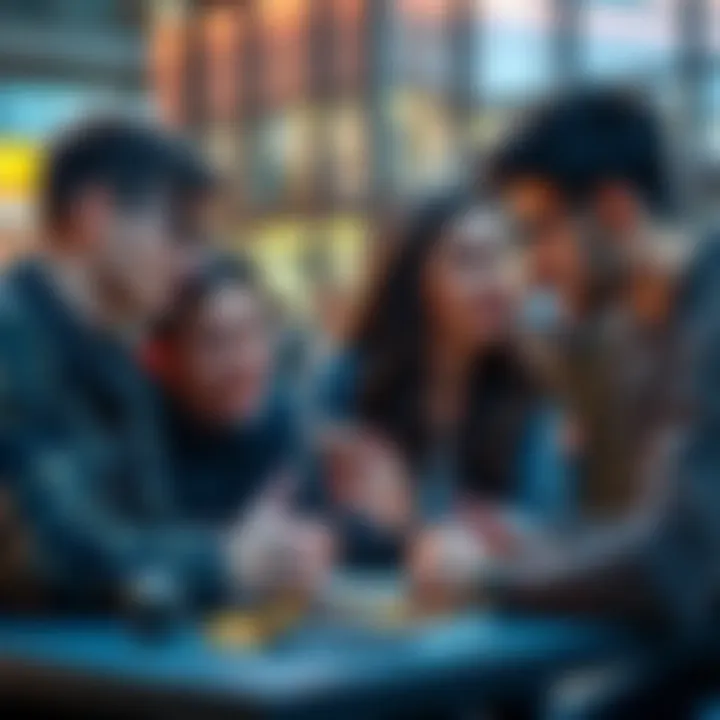 A group of friends discussing cryptocurrency with self-custodial wallets and exchanges, sharing knowledge and tips