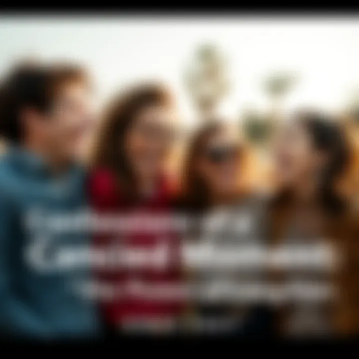 A group of friends laughing and sharing a lighthearted moment outdoors