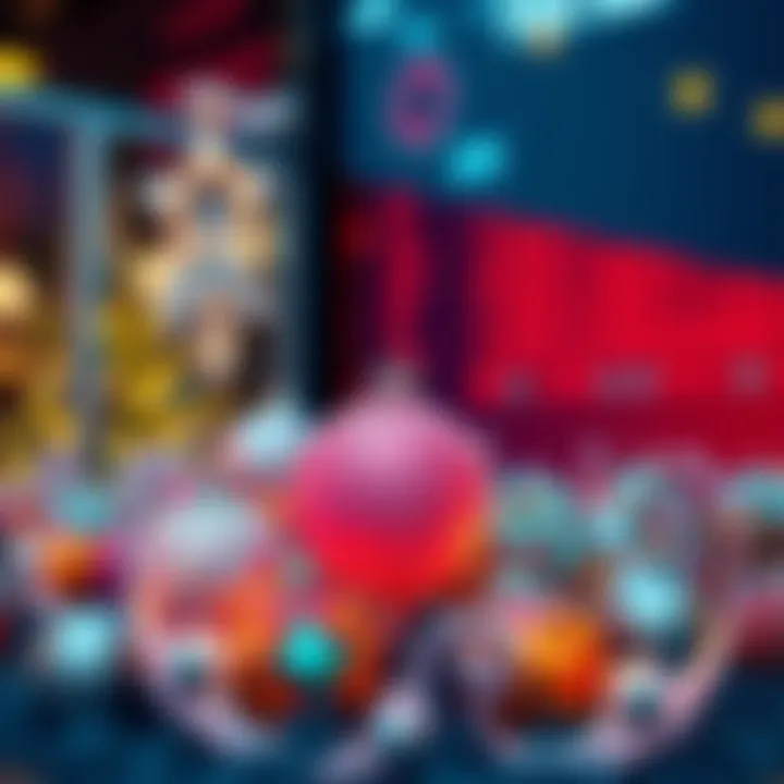 A colorful display of ornaments representing the Frost Ornament Challenge, with a leaderboard in the background.