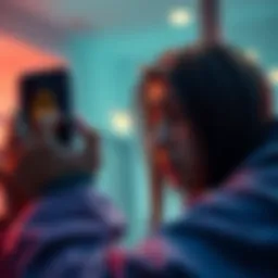 A worried person looking at their phone with a frozen account notification on the screen, representing financial stress due to security checks.