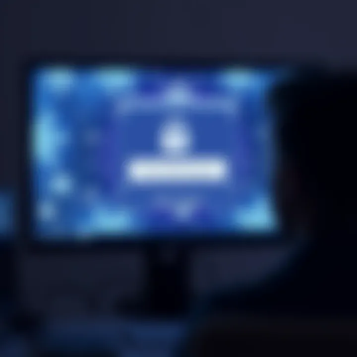 A person stares at a computer screen showing a frozen bank account notification, with a concerned expression.