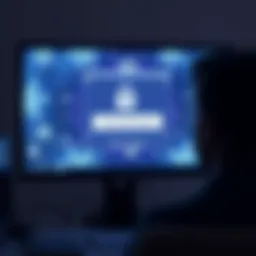 Person looking at a frozen bank account on a computer A person stares at a computer screen showing a frozen bank account notification, with a concerned expression.