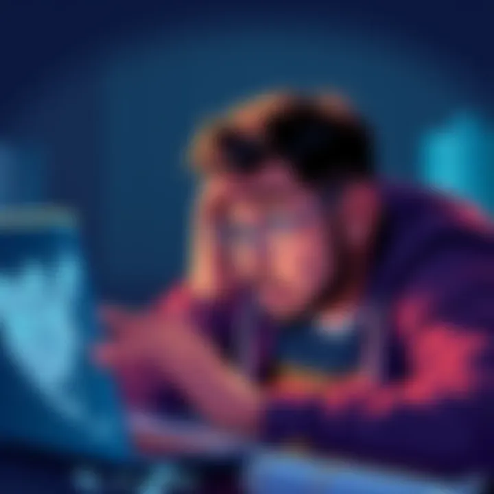 Frozen Funds on Binance A frustrated person with a laptop showing a Binance account with frozen funds, looking worried and confused.