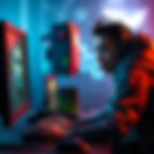 Gamer looking frustrated while playing a free-to-play game on their computer, showing challenges in advancement without spending money.