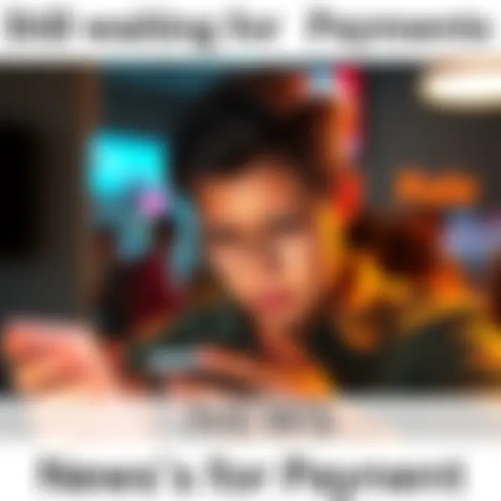 A person looking at their phone with a worried expression, reflecting the anxiety of waiting for payment