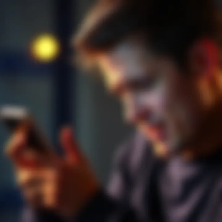 Person showing frustration while using the Coinbase app, displaying spinning wheel on their phone screen.