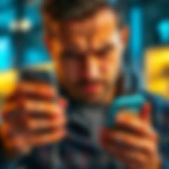 User showing frustration while checking the Revolut app on their smartphone