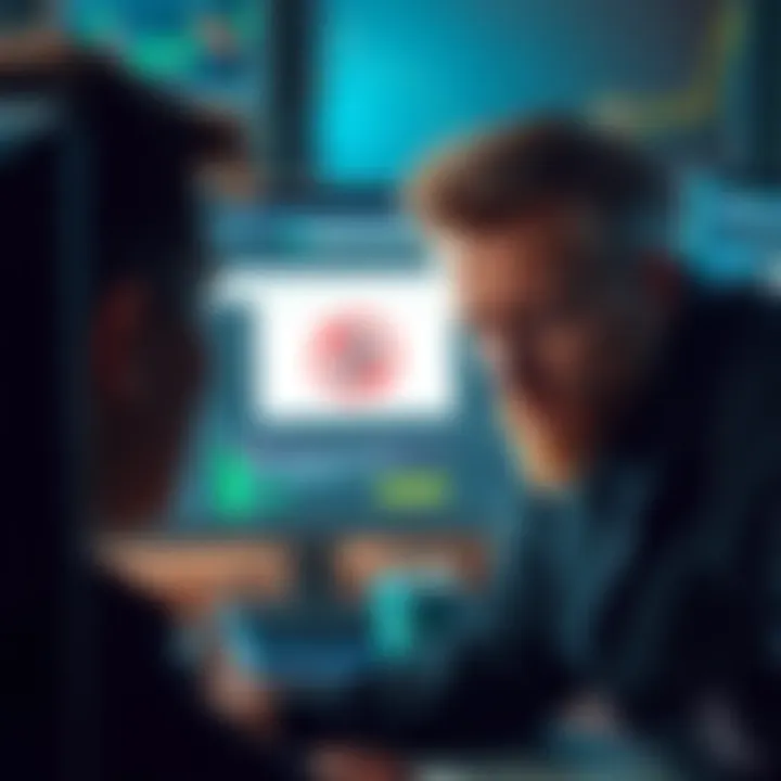 A person looking at a computer screen showing a restricted Bitstamp account message, with a worried expression.