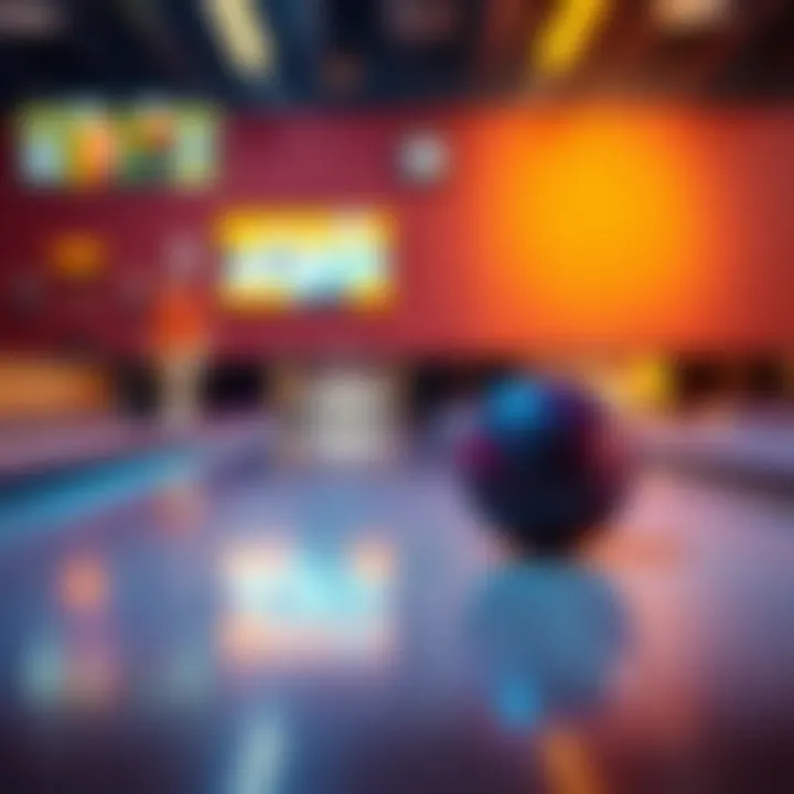 A close-up of a frustrated bowler looking at the scoreboard, with a bowling ball resting beside them on a polished lane, reflecting the tension of unexpected losses.