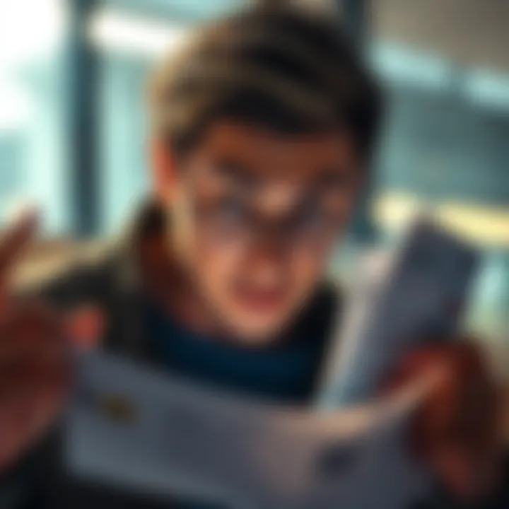 Frustrated buyer looking at shipping fees A person examining their purchase of a hardcase for the coldcard Q, visibly frustrated by high shipping costs