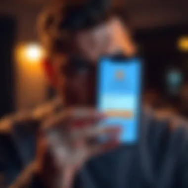 Frustrated Coinbase User A person looking upset while holding a smartphone showing the Coinbase app, expressing frustration over identity verification issues.
