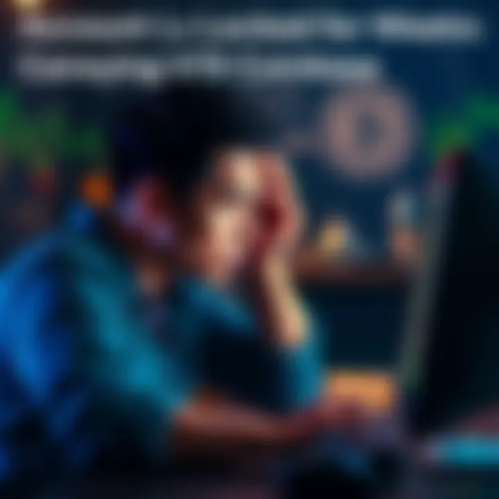 A person looks stressed at their computer, dealing with a locked Coinbase account and endless verification requests.