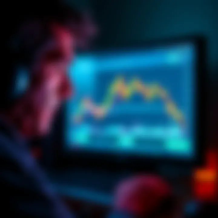 A person looking at a computer screen displaying a declining crypto chart, with a frustrated expression.
