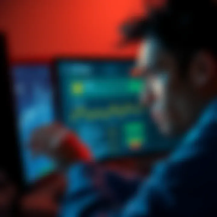 A person looking at their computer screen with a concerned expression, showing a cryptocurrency wallet interface, indicating a delay in transaction.