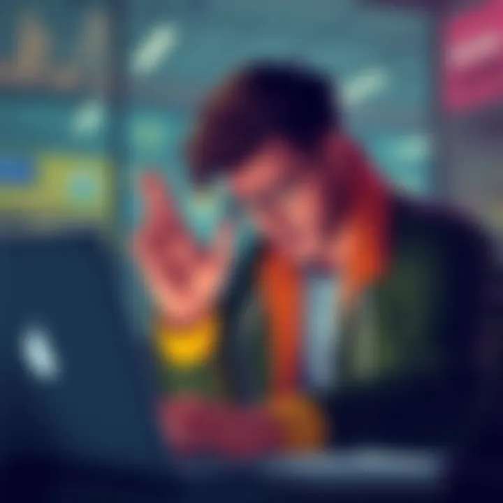 A person looking upset while using a laptop, showing frustration with the KYC process at Bitstamp