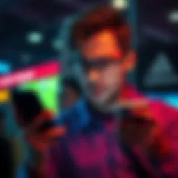 Frustrated customer with blocked transfers A person looking stressed while using a smartphone, showing frustration over blocked transfers to their crypto accounts.