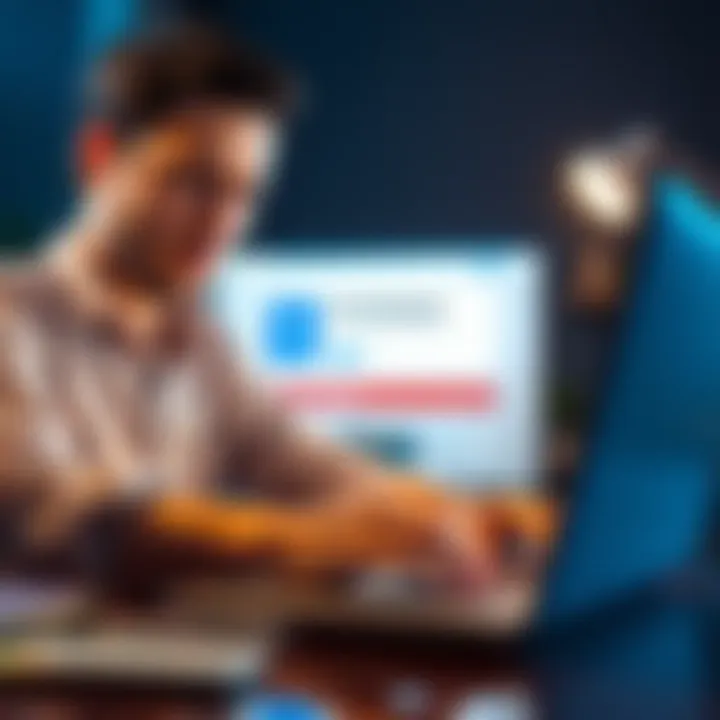 A person looking frustrated while using a laptop, showing a Coinbase page with a warning message about ID verification issues.