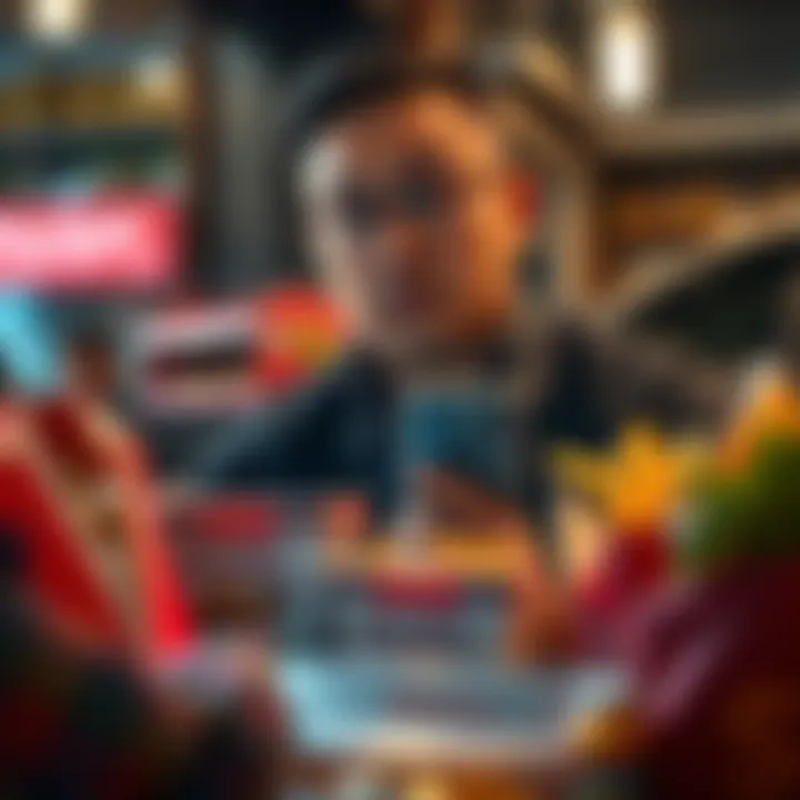 A person looking upset while using the Doordash app on a smartphone, surrounded by food containers