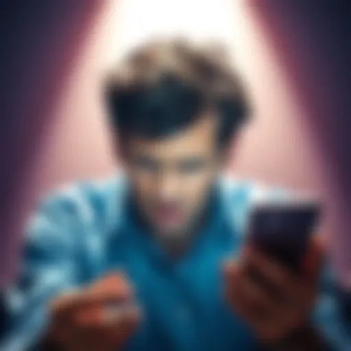 A concerned individual looking at a phone, showing frustration with a locked account message, representing struggles with Revolut account access