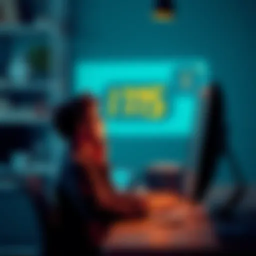 A frustrated person sitting in front of a computer waiting for customer support, with a clock showing long wait times.