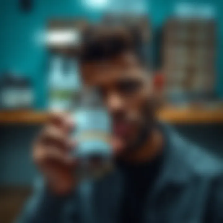 A person looking disappointed while holding a bottle of True Research Labs’ glutathione, emphasizing their struggle with the product.